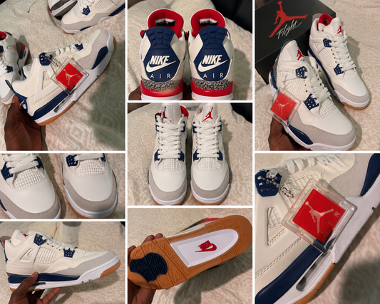 Air Jordan 4 Retro Military Blue Style Sneakers